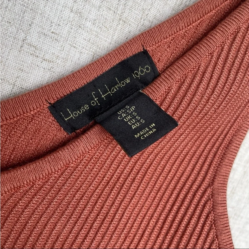 House Of Harlow 1960 Orange Coral Ribbed Tank Top Size Small - Picture 3 of 10